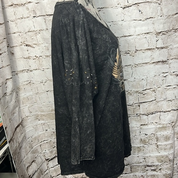 Harley-Davidson Women’s 2X | 3/4 Sleeve | RAF Mildenhall Military | Studded Top - Picture 7 of 14